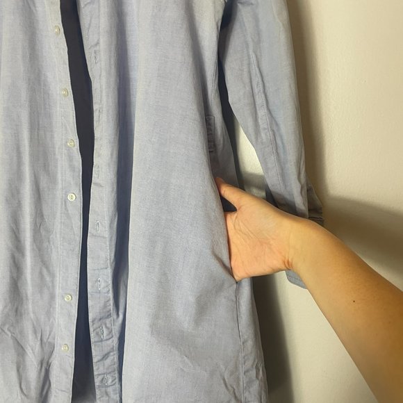 American Apparel Cotton Blue Shirt Dress with Pockets Size XS/S Comfy - Picture 5 of 11
